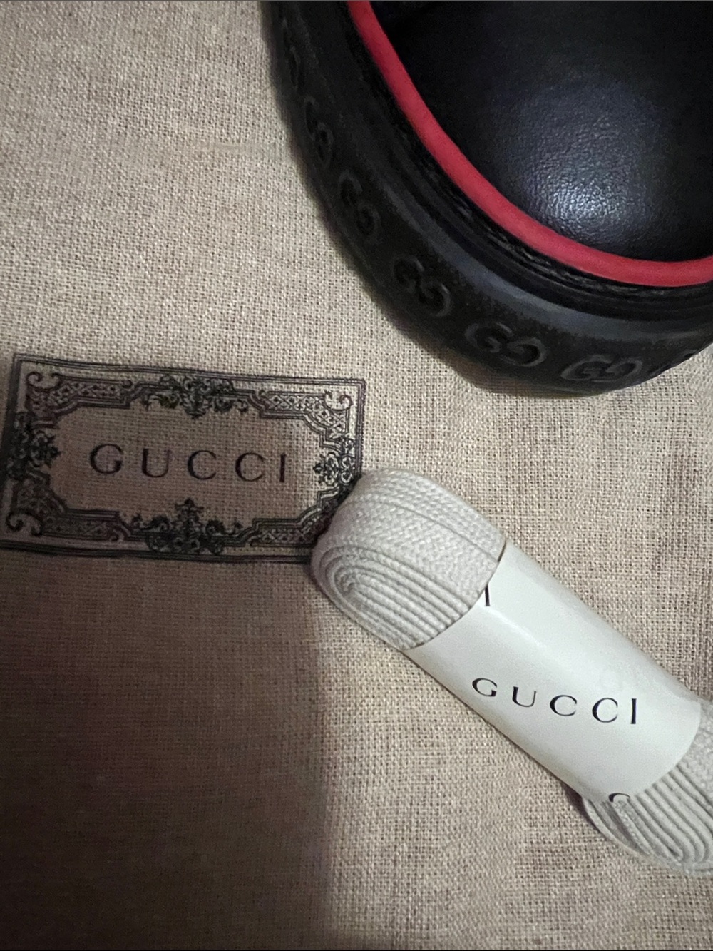 Gucci  Black Leather Sneakers with Red Trim & Green Stripe - Picture 7 of 7